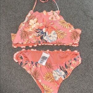 O’Neill kids Floral Peach Bikini Set